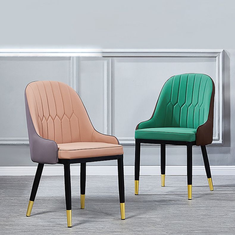 Inicio Sillón escandinavo Silla de comedor tapizada con respaldo Parsons de metal