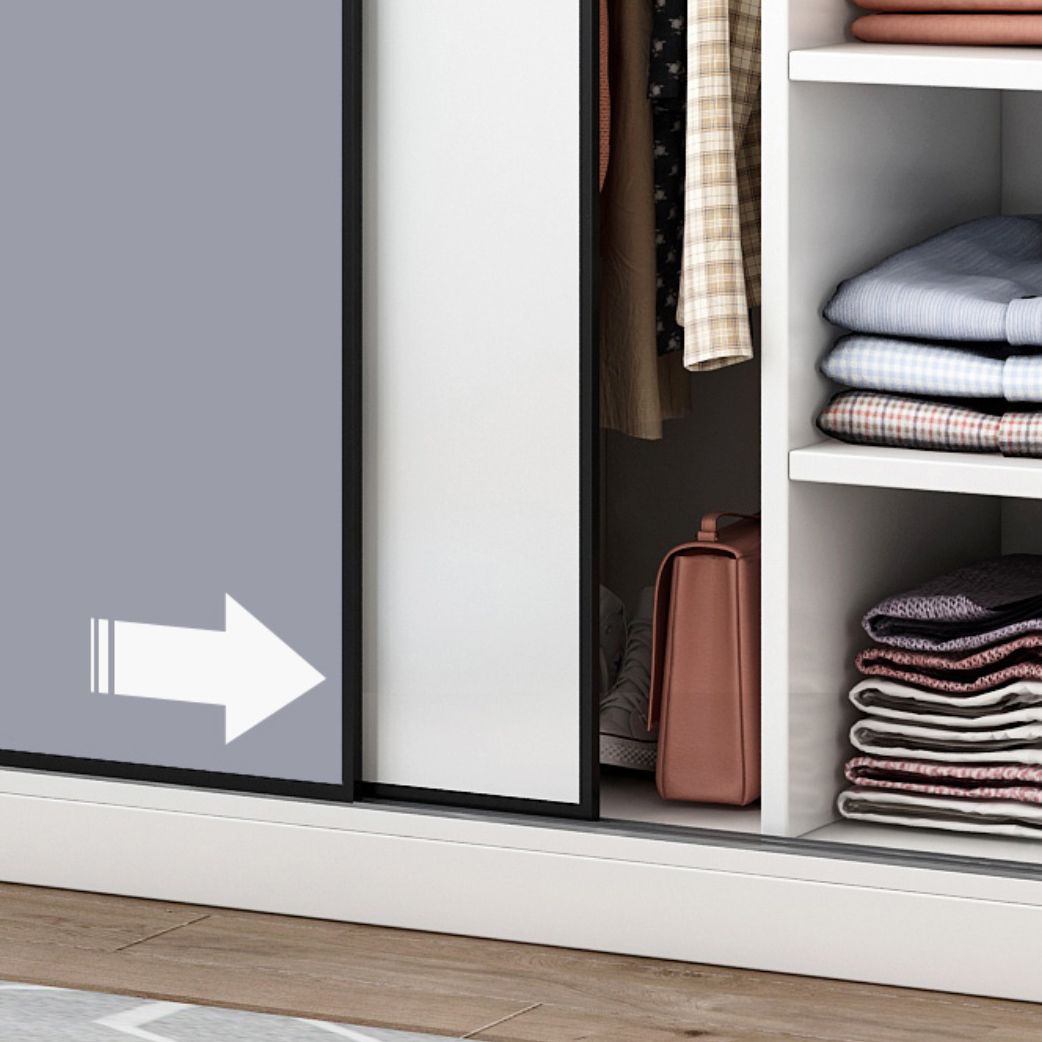 Freestanding Wood Frame Wardrobe Armoire Sliding Soft Close Doors Wardrobe