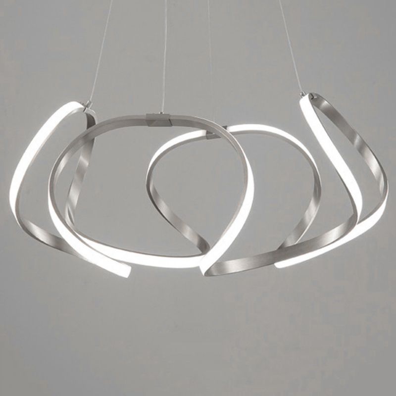 23.5"/31.5" Wide Chrome/Gold Strip Chandelier Postmodern LED 1 Light Acrylic Hanging Lamp Kit in Warm/White Light