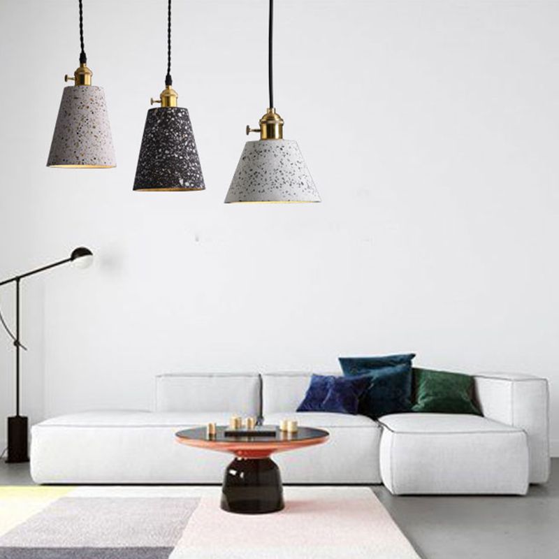 Modern Style Hanging Light Fixture 1-Light Pendant Light with Stone Shade for Bedroom