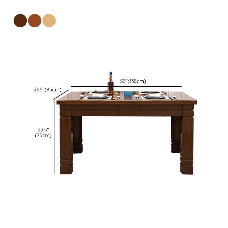 Solid Wood Dining Table 4 Legs Dining Room Table for Kitchen