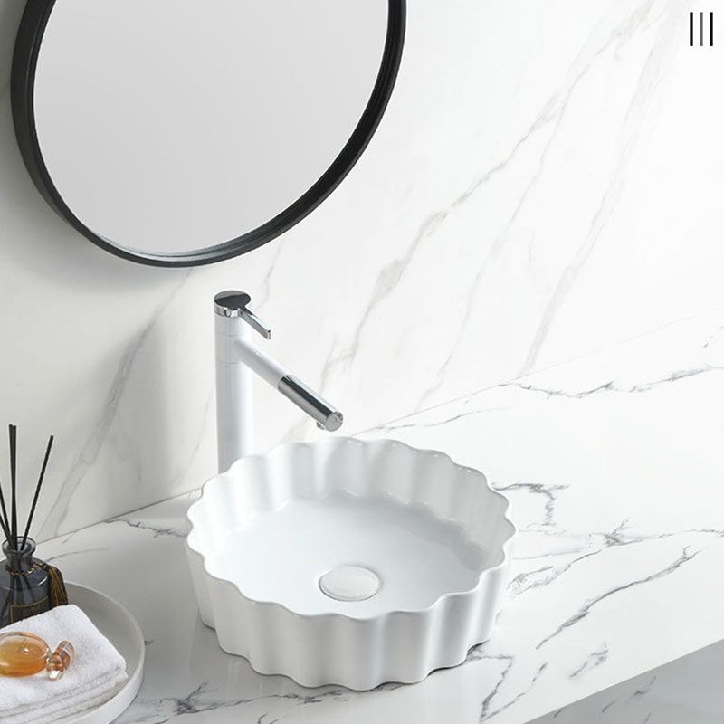 Contemporary Bathroom Sink White Porcelain Vessel Lavatory Sink Only