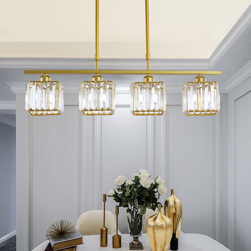 Contemporary Square 4-light Kitchen Island Lighting Wrought Iron Design Ceiling Lights