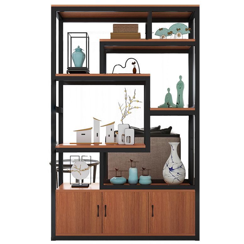 Modern Bookshelf with Doors Geometric Shelf Bookcase for Office