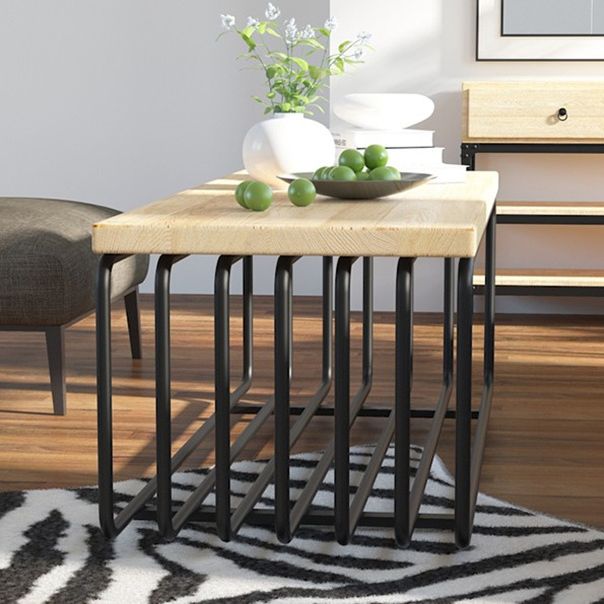 Metal Frame 1 Single Coffee Table Nordic Wood Rectangular Cocktail Table with Storage