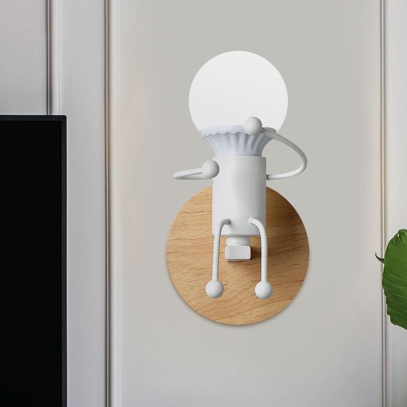 Luz de pared de pared para niños de metal caricaturas de 1 lámpara gris/blanca/pared verde de 1 luces para dormitorio