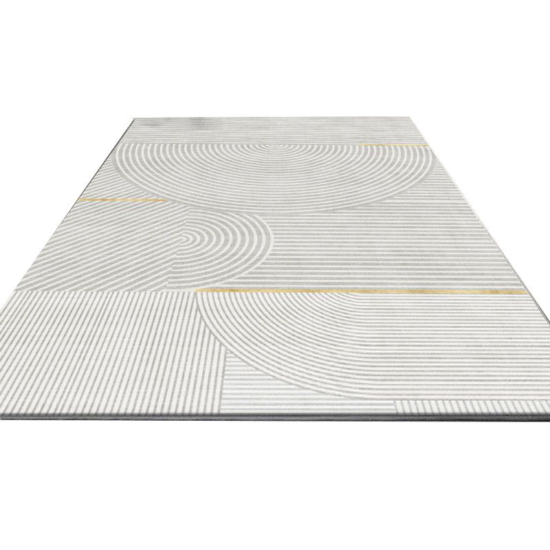 Beige Modern Rug Polyester Irregular Line Rug Washable Rug for Drawing Room