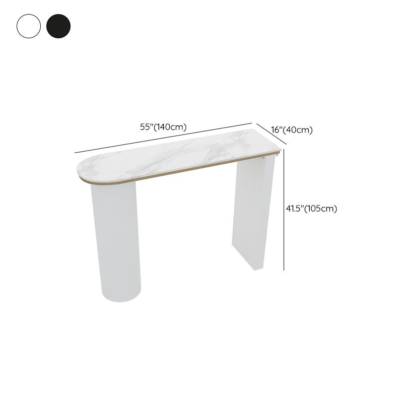 Faux Marble Bistro Bar Table Double Pedestal Bar Table for Living Room