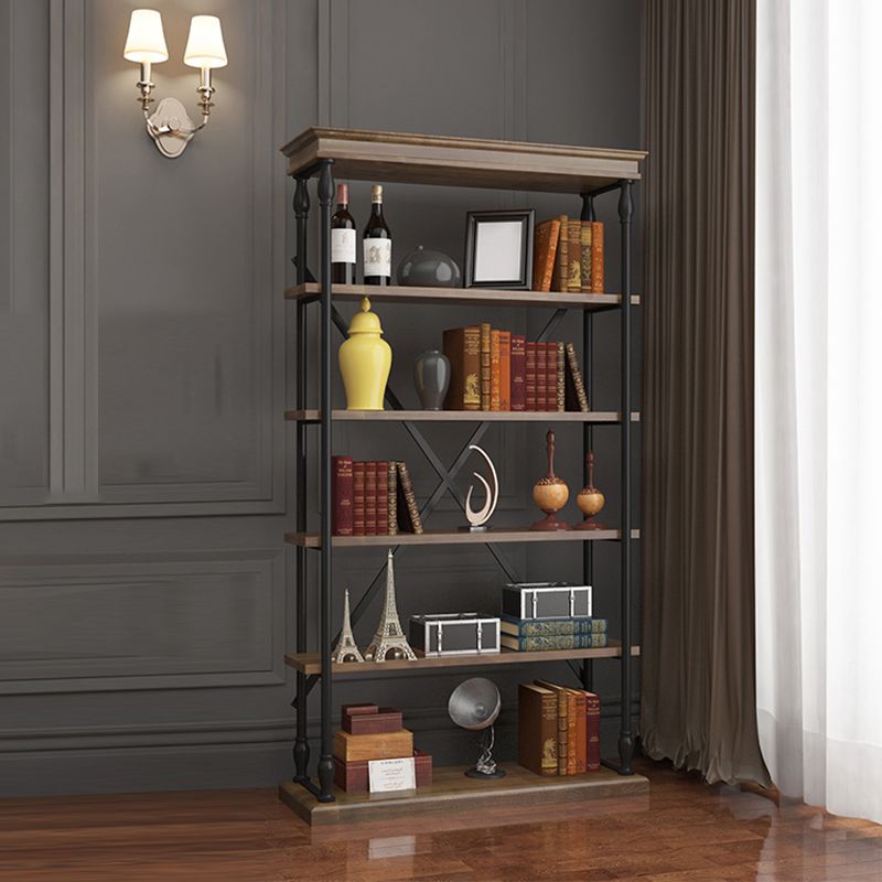 Industrial Style Open Back Bookshelf Standard Metal Bookcase with Rectangular Shelves