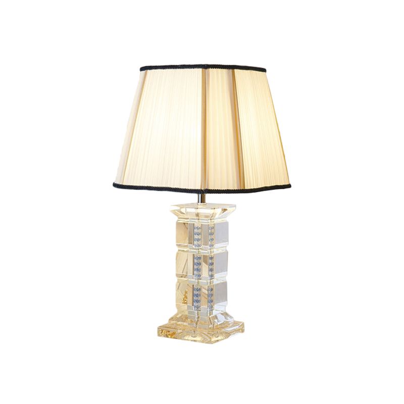 1 Head Tower Shape Table Light Modernist Hand-Cut Crystal Small Desk Lamp in White