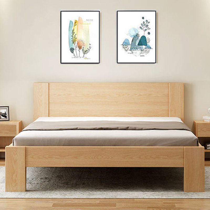 Scandinavian Wood Panel Standard Bed with Rectangular Headboard