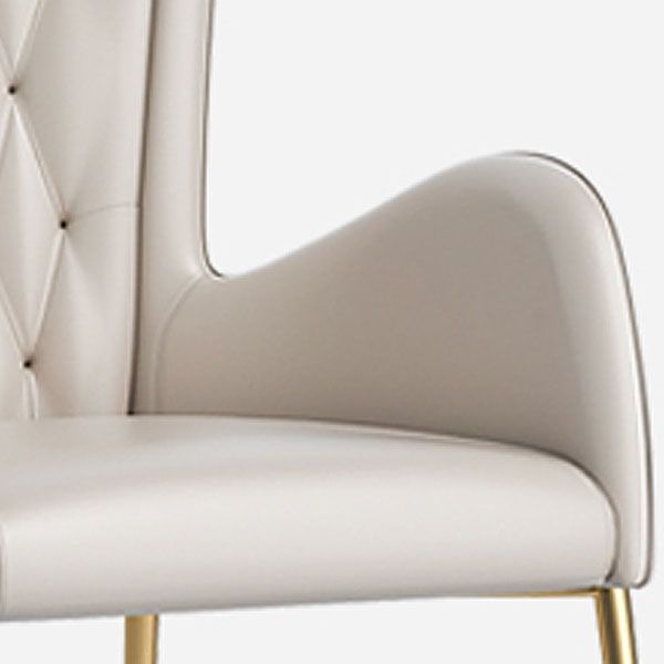 Glam Metal Dining Room Chairs Faux Leather Dining Arm Chair for Restaurant Use
