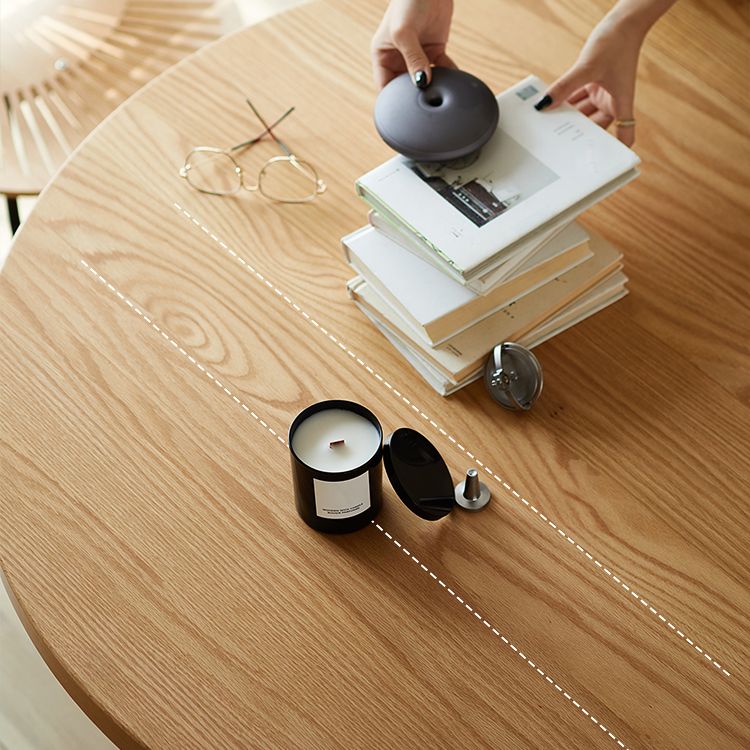 Round Dining Table Modern Wood Color Fixed Table of Solid Wood