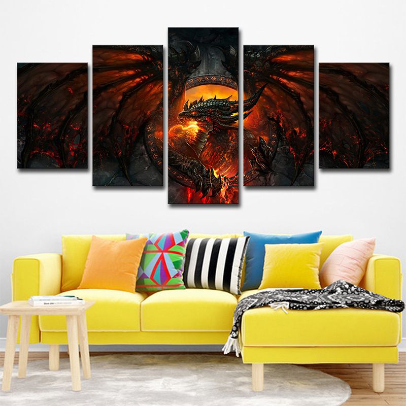 Warcraft World Magma Canvas Print Kids Style Multi-Piece Wall Art for Boys Room