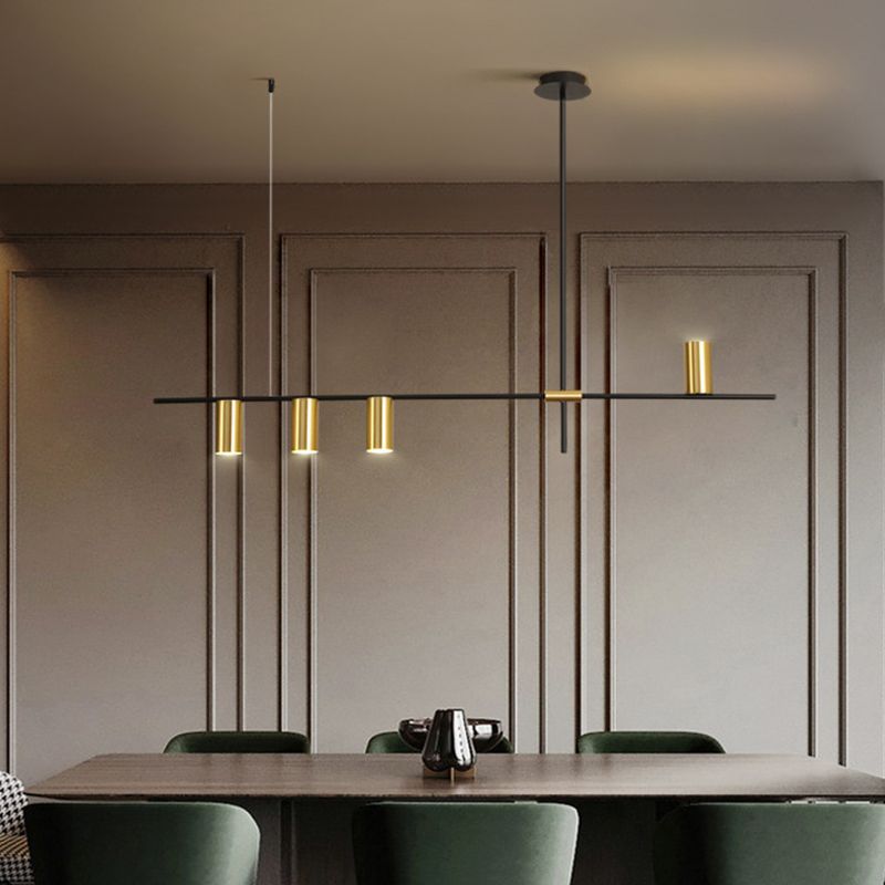 Lámpara de múltiples lámparas de lámparas de isla de cilindro moderna lámpara colgante con sombra de metal