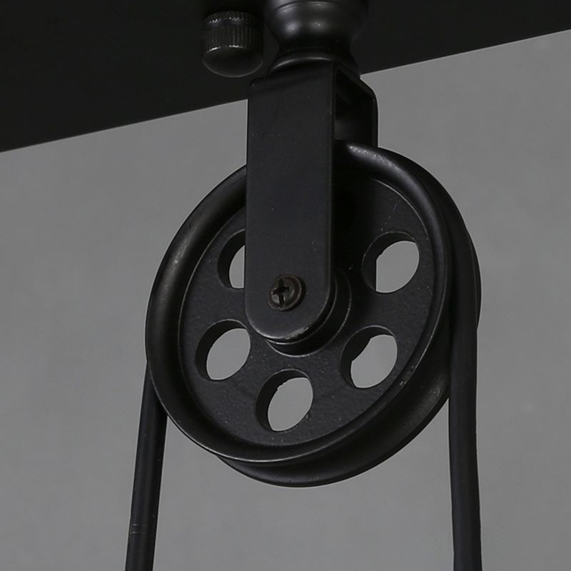 Liftable Industrial Retro Island Light with Black Metal Saucer Shade Cafe Shop Suspended Lighting Fixture