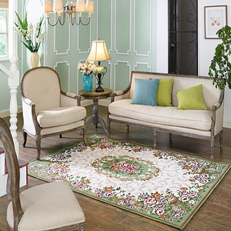 Multi-Colored Parlor Rug Nostalgia Floral Pattern Area Rug Synthetics Non-Slip Backing Stain-Resistant Carpet