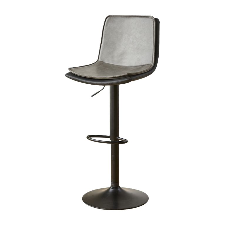 Contemporary Style Leather Adjustable Swivel Bar Stool with Metal Leg