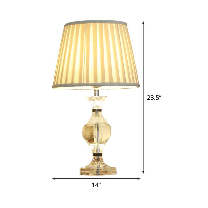 Modernism Vase Shape Task Lighting Hand-Cut Crystal 1 Bulb Reading Lamp in Beige