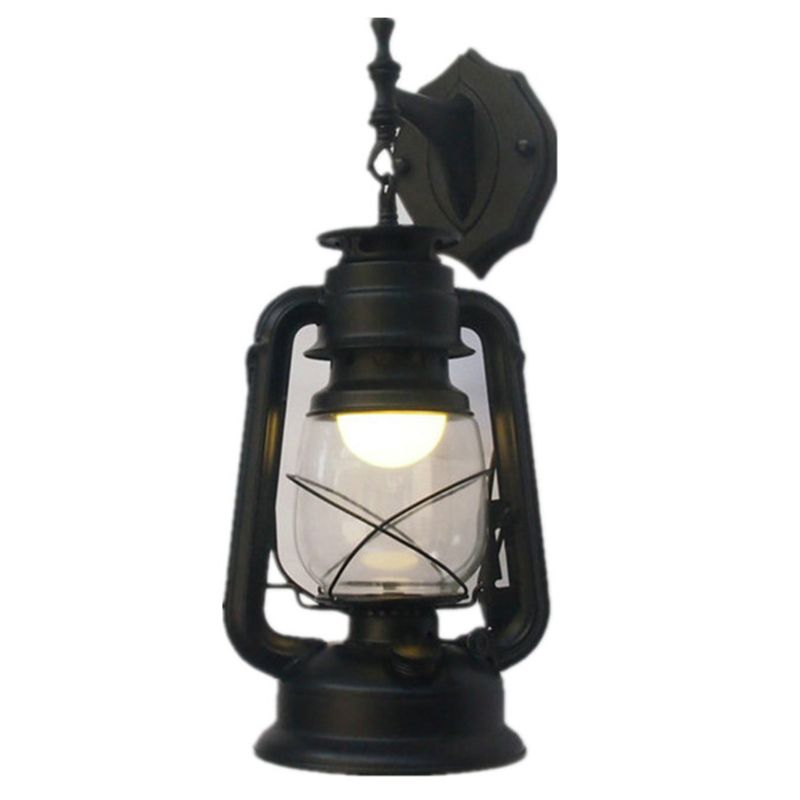 Transparent Glass Kerosene Lantern Wall Lighting Nautical Hallway Wall Mount Lamp