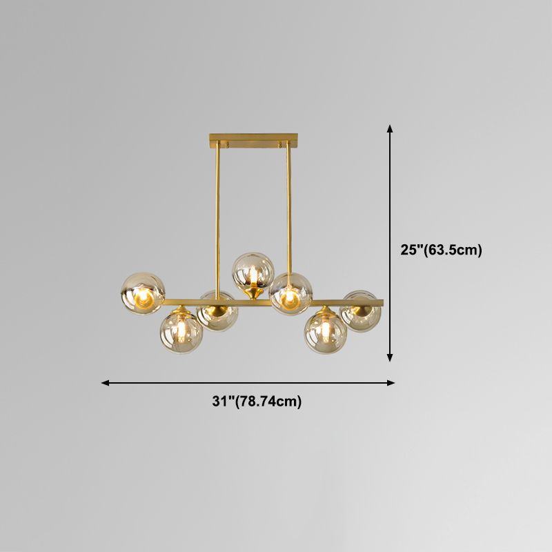 Moderne Stil Kugelform Island Lichter Glass Island Anhänger in Gold