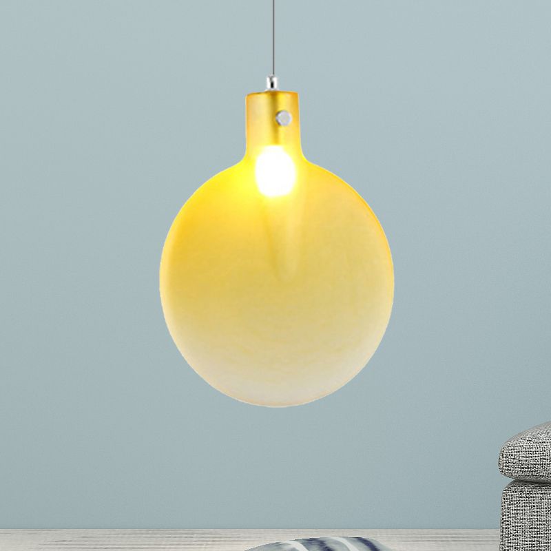 Bola de bola colgante de techo nórdico 1 marrón claro/verde/amarillo colgante de suspensión de vidrio para sala de estar