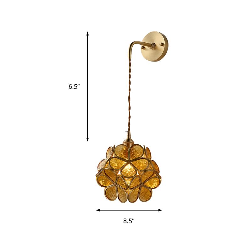 1 Glühbirnenschlafzimmerlampe Lampe Tradition Wandbeleuchtung mit Blume Weiß/Rosa/Blau -Glasschatten