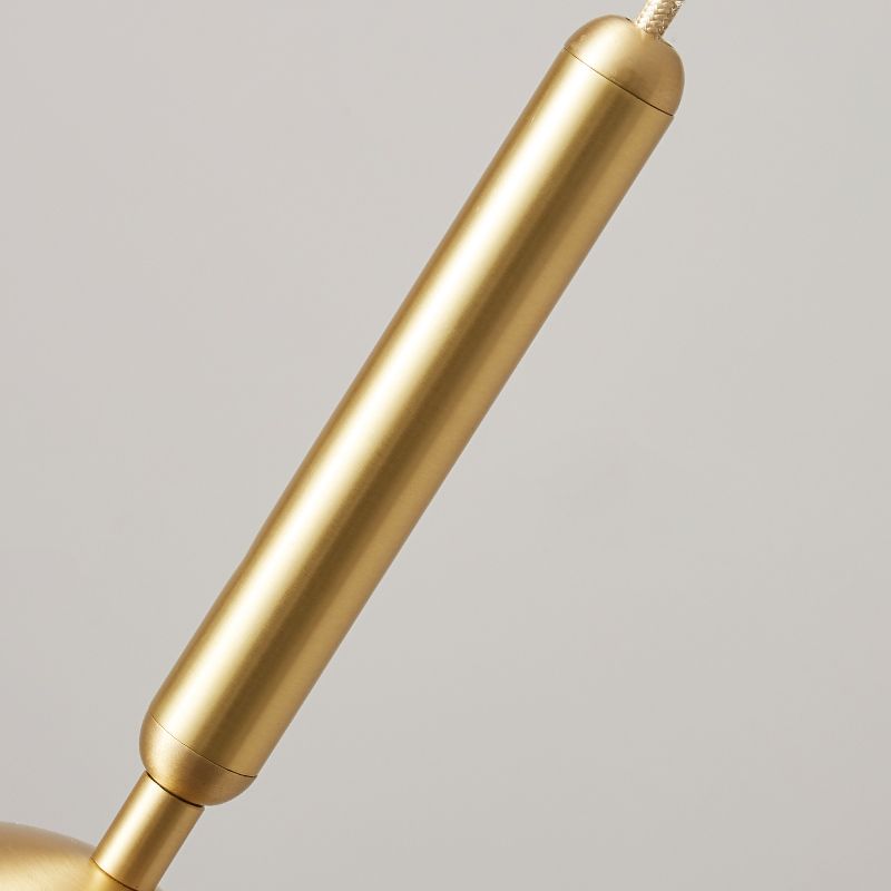 Modern Pendant Light Fixture White Glass 1-Light Dining Room Drop Light in Brass