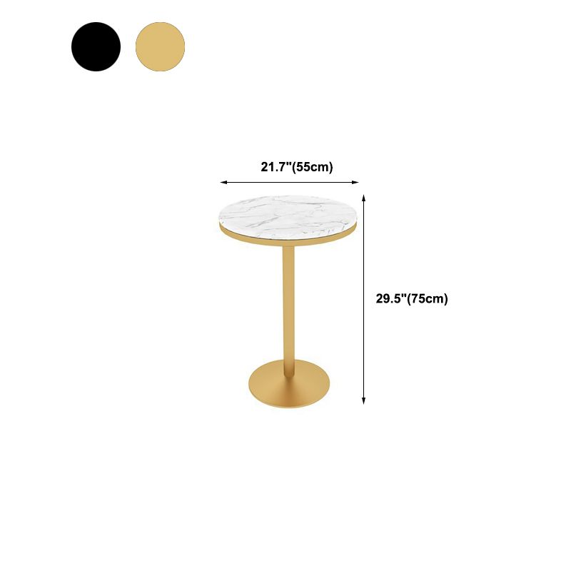 Glam Bar Table in Metal Pedestal Faux Marble Top Bar Dining Table for Small Places