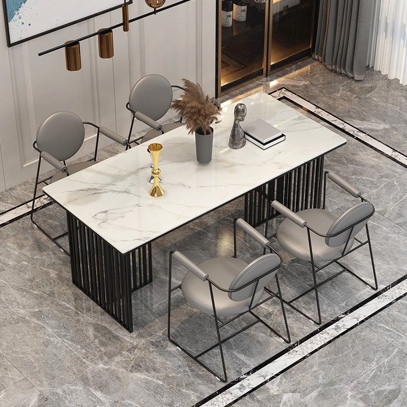 Luxury Dining Set 1/2/5 Pieces Sintered Stone Dining Table with Leather Chairs