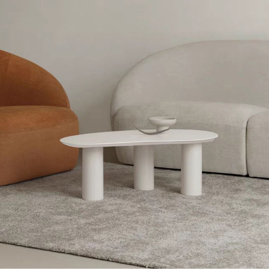 Scandinavian Wood & Metal Coffee Table Irregular Top 3 Legs Cocktail Table