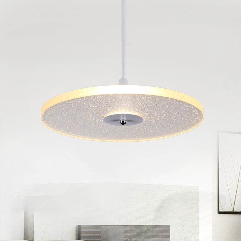 Iluminación colgante redonda de 12 "/16" de ancho Cristal moderno 1 Lámpara de colgación blanca LED para sala de estar