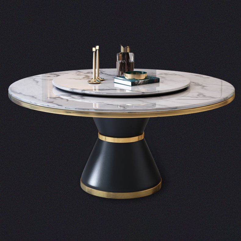 Metal Modern Style Round Dining Table Sintered Stone Table for Home Kitchen