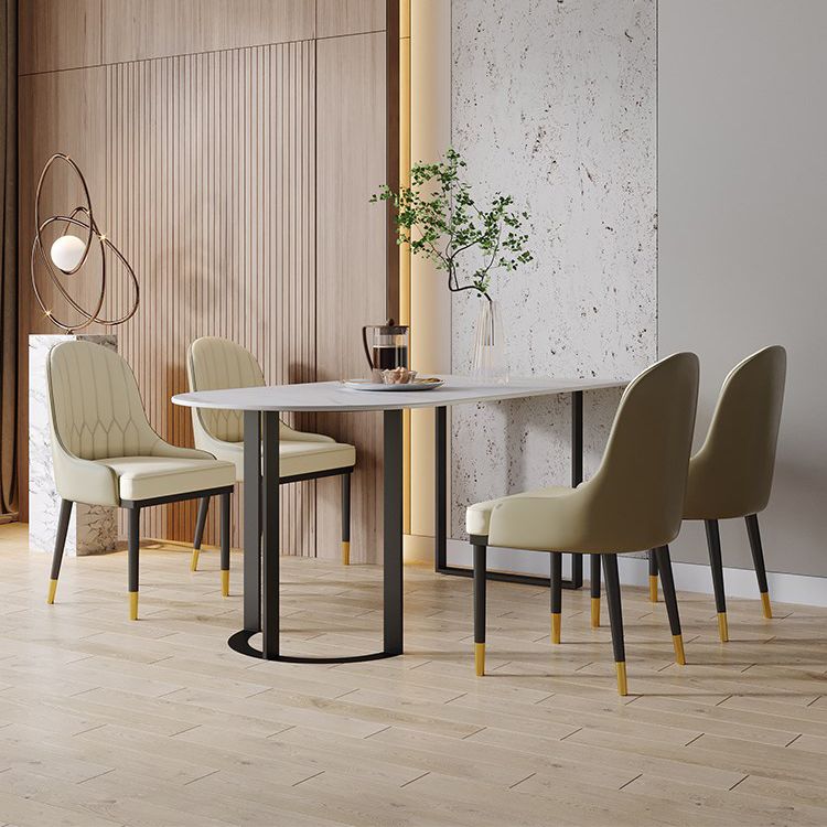 Simplicity Style Furniture Double Pedestal Stone Dining Site Table for Home