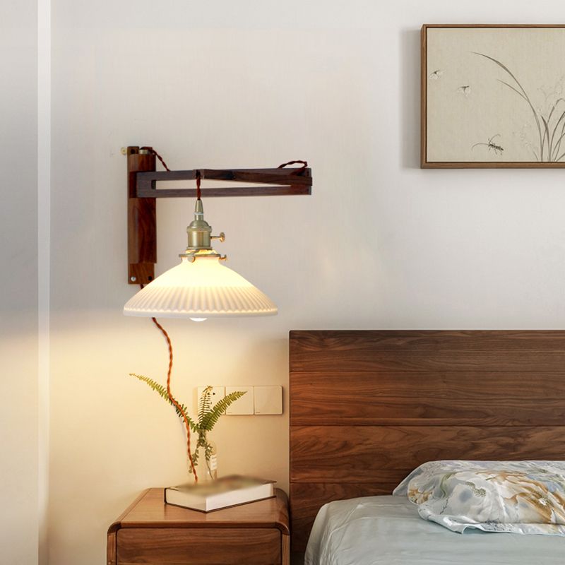 Moderner Stil Geometrischer Wandlampe Licht Holz 1 hellem Wandmontagleuchte in Weiß