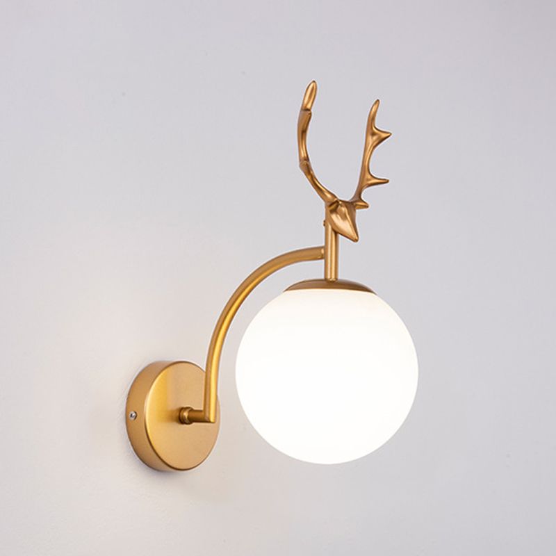 Media de vidrio de metal apliques 1 lámpara de luz montada en la pared para sala de estudio