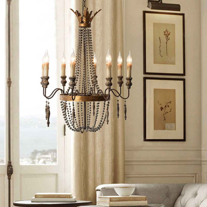 Rust Spur Empire Chandelier Traditional Metal 8/10 Bulbs Pendant Light Fixture for Living Room