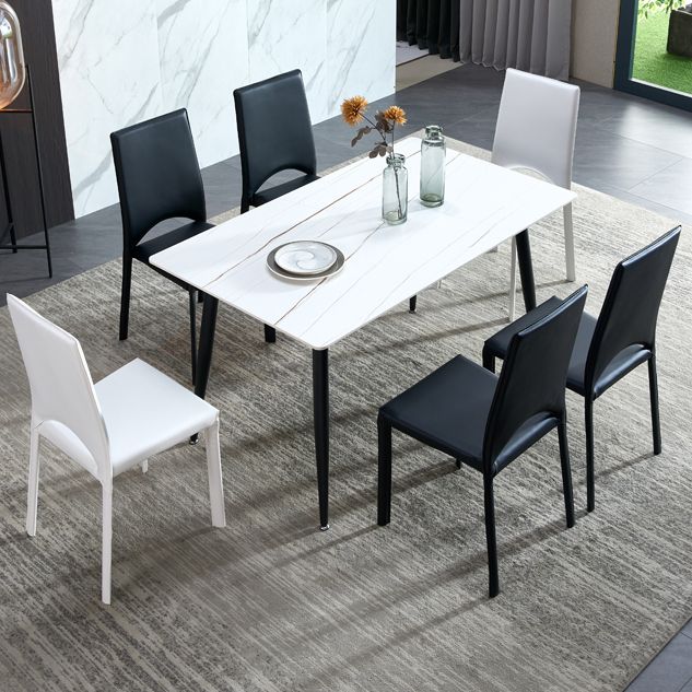Rectangle Sintered Stone Dining Table Industrial Style 4 Legs Table for Home