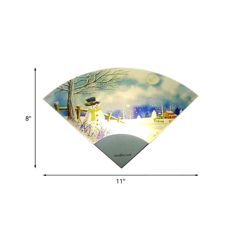 Nordic Snowman LED Mural Lighting Acrylic White Fan Shaped Wall Light Sconce for Bedroom