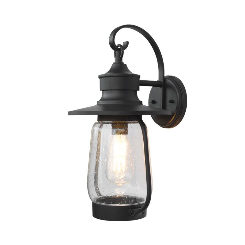 1 Bulbo de lámpara montada en la pared armada Iluminación vintage de vidrio negro transparente negro