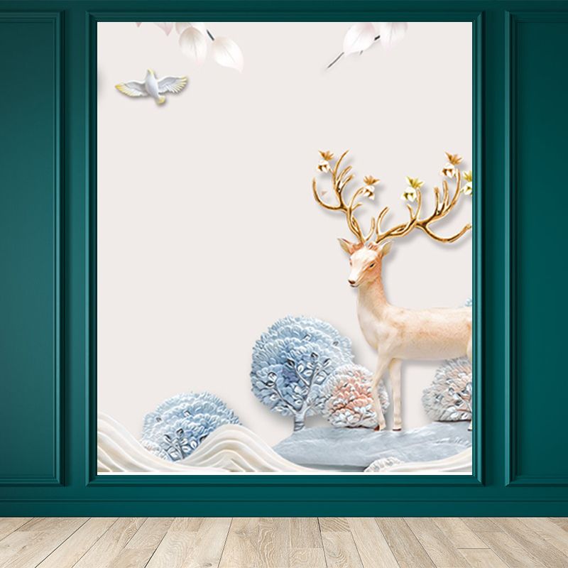 Forest Leisure Reindeer Mural Wallpaper Contemporary Non-Woven Material Wall Decor