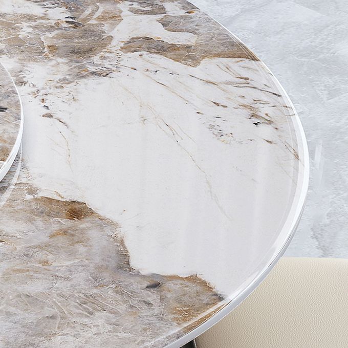 Metal Traditional Luxury Round Indoor Table Sintered Stone Table with Pedestal