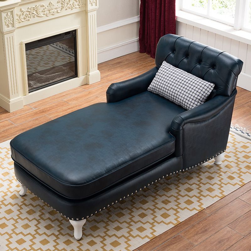 Traditional Faux Leather Accent Chair Two Armed Recessed Arms Chaise
