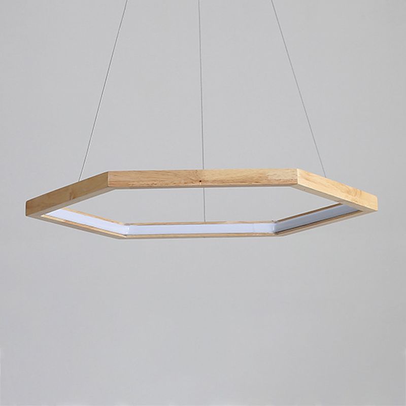 1 Light Geometric Pendant Lighting Modern Style Wood Drop Lamp