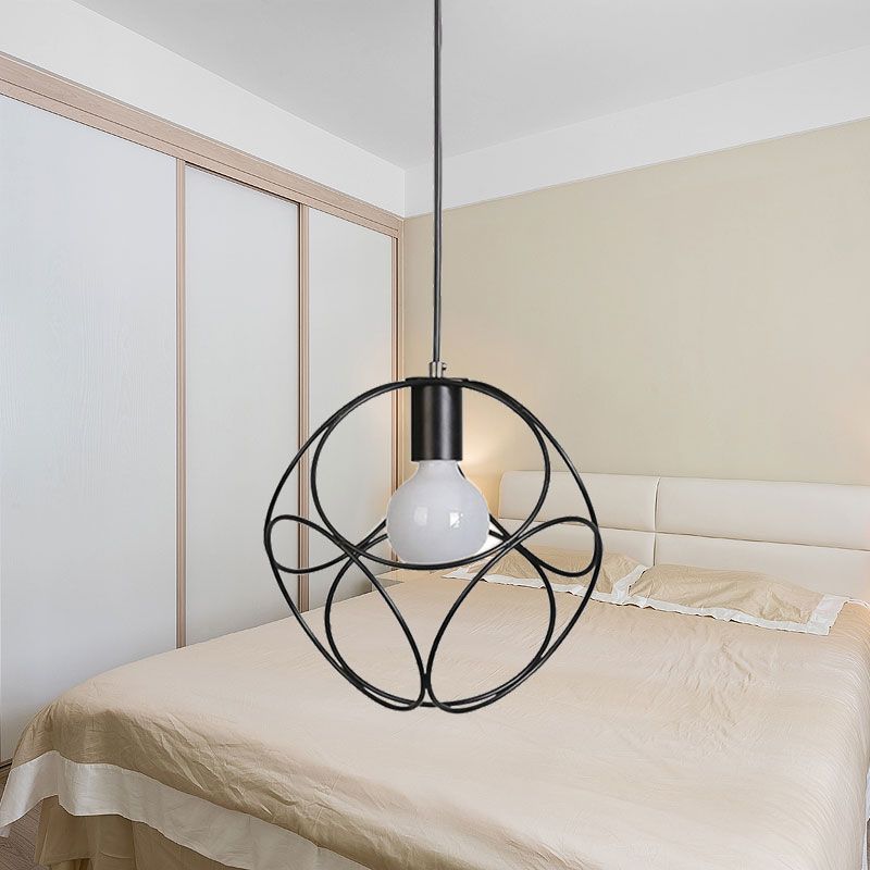 Luz de suspensión de marco de alambre de globo macarrón 1 luz colgante de metal ligero para dormitorio infantil