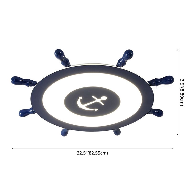 Plafonnier LED en acrylique bleu à montage encastré en forme de gouvernail pour chambre d'enfant