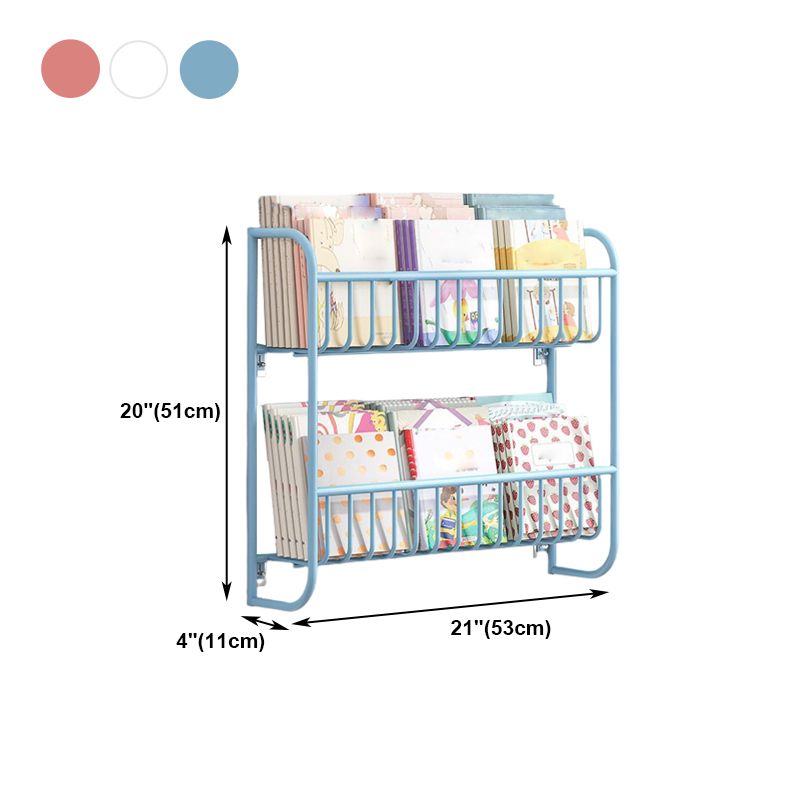 Contemporary Wall Mounted Bookshelf Metal Closed Back Bookcase for Home