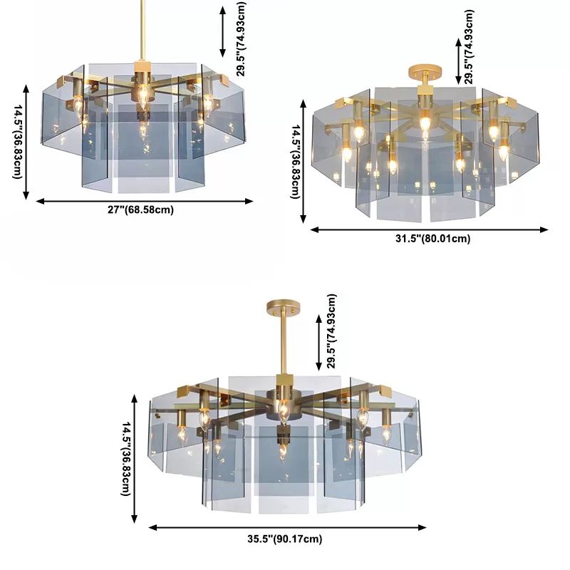 Moderner Stil Gold Kronleuchter Leuchte Geometrie Formglas hängendes Licht
