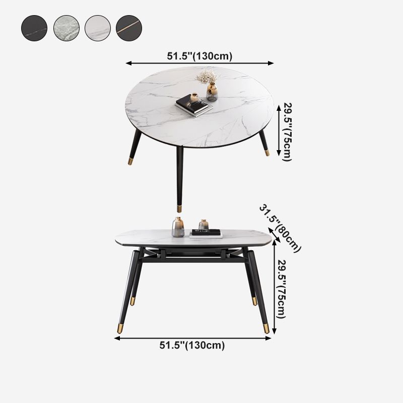 Eigentijdse uitschuifbare gesinterde stenen tafel, ronde vorm, standaard eettafel voor keuken