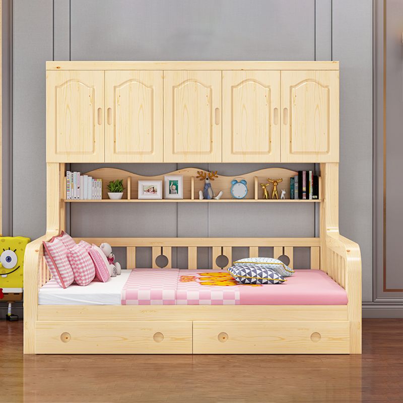 Natural Solid Wood Bunk Bed Contemporary Bunk Bed with Storage